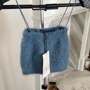 Zara fluffy crop top in blue